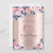 Tiara Diamonds Blauw Rozen Roos Goud 65e Verjaarda Kaart (Voorkant)