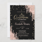 Tiara, Diamonds Glitter Drips Quinceañera Kaart (Voorkant)