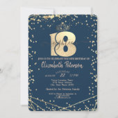 Tiara, Diamonds Navy Blue Gold 18th Birthday Party Kaart (Voorkant)