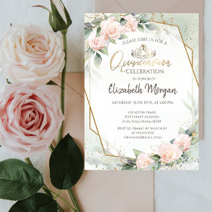 Tiara, Diamonds, Rozen Waterverf Green Quinceañera Kaart