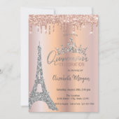 Tiara Drops Glitter Roze Goud Kaart (Voorkant)