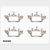 Tiara en Kroonlabels om je aan te passen Ovale Sticker (Vel)