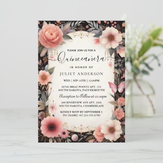 Tiara Familie Latina Girly Spaans Quinceanera Kaart (Staand voorkant)