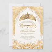Tiara Floral Goud Geel Modern Quinceanera Kaart (Voorkant)