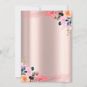 Tiara, Flowers Feather Roos Gold Quinceañera Kaart (Achterkant)