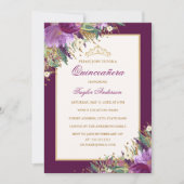 Tiara Glitter Amethist Paarse Bloemen Quinceanera Kaart (Voorkant)