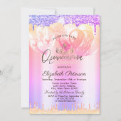 Tiara, Glitter Drops Ballonnen Ombre Quinceañera Kaart (Voorkant)