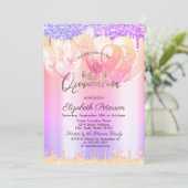 Tiara, Glitter Drops Ballonnen Ombre Quinceañera Kaart (Staand voorkant)