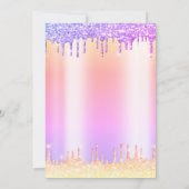 Tiara, Glitter Drops Ballonnen Ombre Quinceañera Kaart (Achterkant)