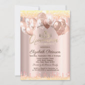 Tiara, Glitter Drops Ballonnen Quinceañera Kaart (Voorkant)