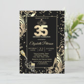 Tiara Glitter Heels Diamonds Swirls 35e verjaardag Kaart (Staand voorkant)