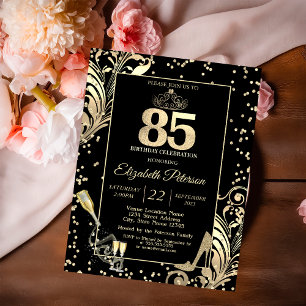 Tiara Glitter Heels Diamonds Swirls 50e verjaardag Kaart