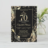 Tiara Glitter Heels Diamonds Swirls 70th Birthday Kaart (Staand voorkant)