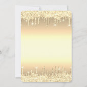 Tiara, Gold Glitter drups Quinceañera Kaart (Achterkant)