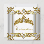 Tiara Gold White Quinceanera 15e verjaardag Kaart (Voorkant)