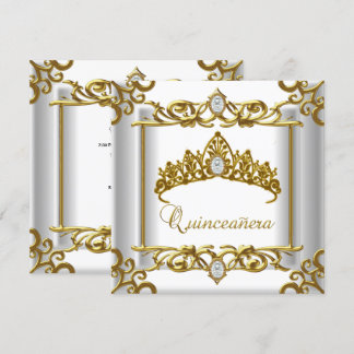 Tiara Gold White Quinceanera 15e verjaardag Kaart