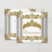Tiara Gold White Quinceanera 15e verjaardag Kaart (Voorkant / Achterkant)
