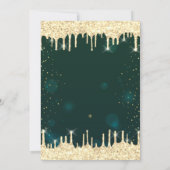 tiara, gouden glitter druppels sterren groen quinc kaart (Achterkant)