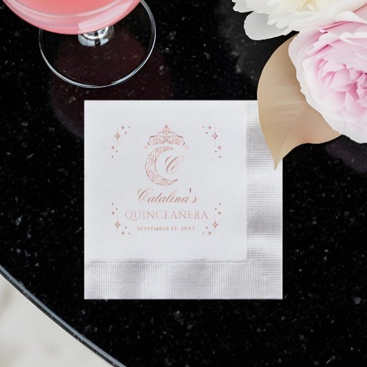 Tiara Hemelboog Maand Monogram Folie Servetten