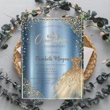 Tiara jurk, Diamanten Blauwe Metallic Quinceañera