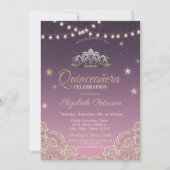 Tiara,Kerstverlichting,Kant Quinceañera Kaart (Voorkant)