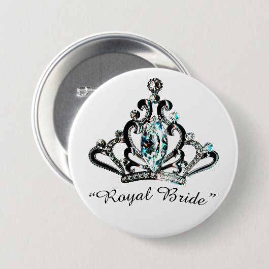 Tiara-knoppen "Royal Bride" Ronde Button 7,6 Cm (Voorkant /achterkant)