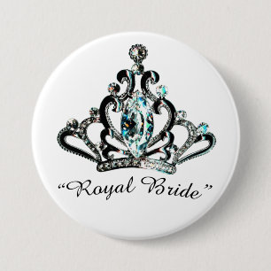 Tiara-knoppen "Royal Bride" Ronde Button 7,6 Cm