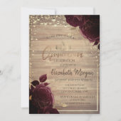 Tiara, Lichten, Rozen van Wood Burgundy Quinceañer Kaart (Voorkant)