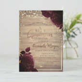 Tiara, Lichten, Rozen van Wood Burgundy Quinceañer Kaart (Staand voorkant)