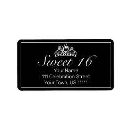 Tiara Modern Minimalist Black Sweet 16 Adres Etiket