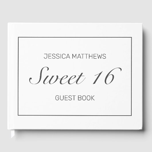 Tiara Modern Minimalistisch Wit Zoet 16 Verjaardag Gastenboek (Voorkant)