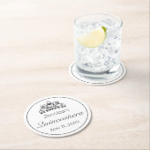 Tiara Modern Minimalistisch Wit Zwart Quinceanera Ronde Kartonnen Onderzetter (Insitu)