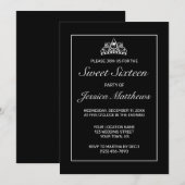 Tiara Modern Minimalistisch Wit Zwart Sweet 16 Kaart (Voorkant / Achterkant)