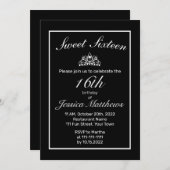 Tiara Modern Minimalistisch Wit Zwart Zoet 16 Kaart (Voorkant / Achterkant)