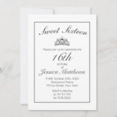 Tiara Modern Minimalistisch Wit Zwart Zoet 16 Kaart (Voorkant)