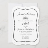 Tiara Modern Minimalistisch Wit Zwart Zoet 16 Kaart (Voorkant)