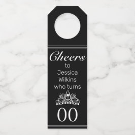 Tiara Modern Minimalistisch Zwart Verjaardag Flessenhanger