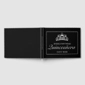 Tiara Modern Zwart Minimalist Quinceañera Verjaard Gastenboek (Volledig)