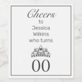 Tiara Moderne minimalistische witte verjaardag Wijn Etiket (Enkel label)