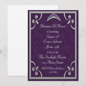 Tiara Paarse Silver Uitnodiging (Voorkant / Achterkant)