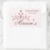 Tiara, parels, edelsteen in hartvorm Quinceanera Rechthoekige Sticker (Tas)