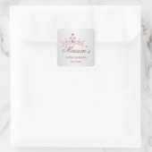 Tiara, parels, edelsteen in hartvorm Quinceanera Vierkante Sticker (Tas)