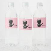 Tiara Party Cat Pink Waterfles Etiket (Flessen)