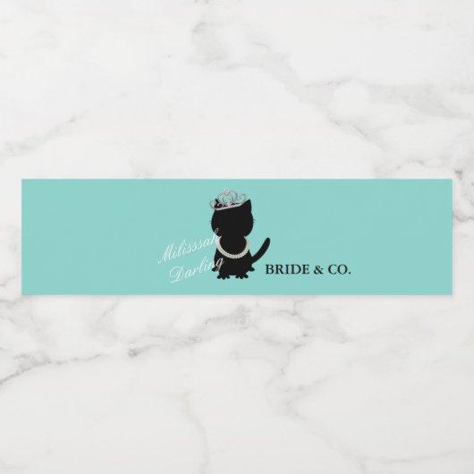 Tiara Party Cat Vrijgezellenfeest Party Waterfles Etiket (Enkel label)