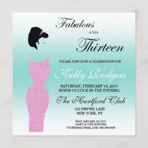 Tiara Party Fabulous and 13 13th Birthday Party Kaart