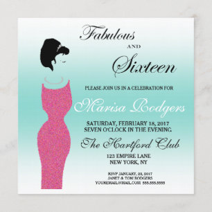 Tiara Party Fabulous and 16 16th Birthday Party Kaart