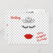 Tiara Party where is My Lipstick Polka Dot Uitnodiging Briefkaart (Voorkant / Achterkant)