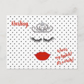 Tiara Party where is My Lipstick Polka Dot Uitnodiging Briefkaart (Voorkant)