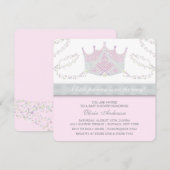 Tiara Pink Grey Princess Baby shower Kaart (Voorkant / Achterkant)