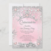 Tiara Pink Quinceanera 15th Winter Carriage Kaart (Voorkant)